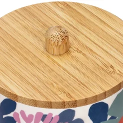 Azucarero con diseño de melamina y tapa de bambú