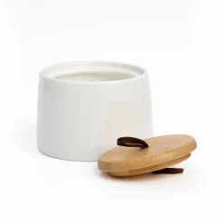 Azucarero de porcelana con tapa de madera 200 ml