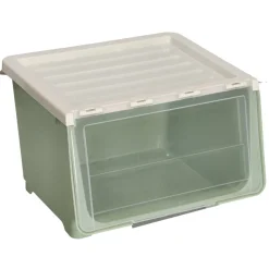 Caja apilable de plástico con ruedas 34 L