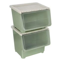 Caja apilable de plástico con ruedas 34 L