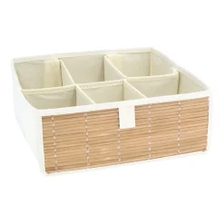 Caja de bambú y algodón con divisiones 28x28x11 cm