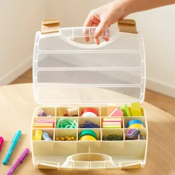 Caja de plástico multifuncional 17 compartimientos 31,5x25x6 cm