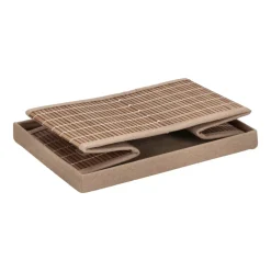 Caja organizadora de bambú y tela con tapa 35x24,5x20 cm