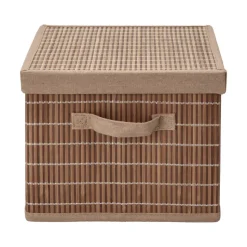 Caja organizadora de bambú y tela con tapa 39x29,5x22 cm