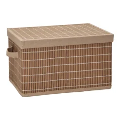Caja organizadora de bambú y tela con tapa 39x29,5x22 cm