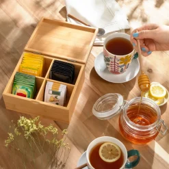 Caja para bolsas de té de madera 19x16,5x9 cm