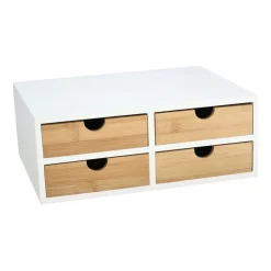 Cajonera MDF y bambú 4 cajones 33x25x12,5 cm
