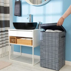 Canasto plegable para la ropa con tapa 35x35x64 cm