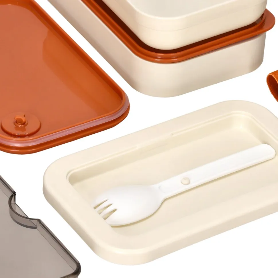Contenedor de alimentos 2 niveles y cubiertos 900 ml