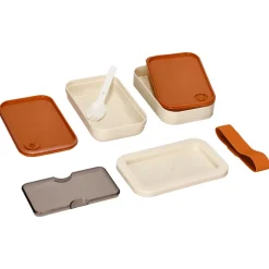 Contenedor de alimentos 2 niveles y cubiertos 900 ml