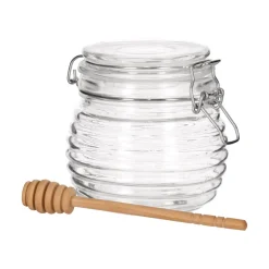 Contenedor de vidrio para miel con paleta 550 ml