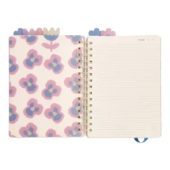 Cuaderno con divisiones y diseño de flores 15x21 cm