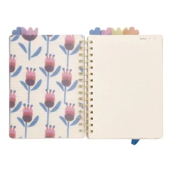 Cuaderno con divisiones y diseño de flores 15x21 cm