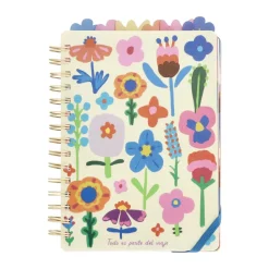 Cuaderno con divisiones y diseño de flores 15x21 cm