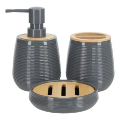 Dispensador de jabón de plástico y bambú 250 ml