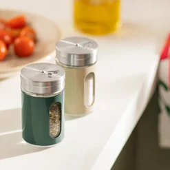 Especiero de vidrio con tapa de acero inoxidable 90 ml