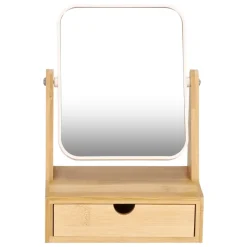 Espejo mesa con cajón de bambú