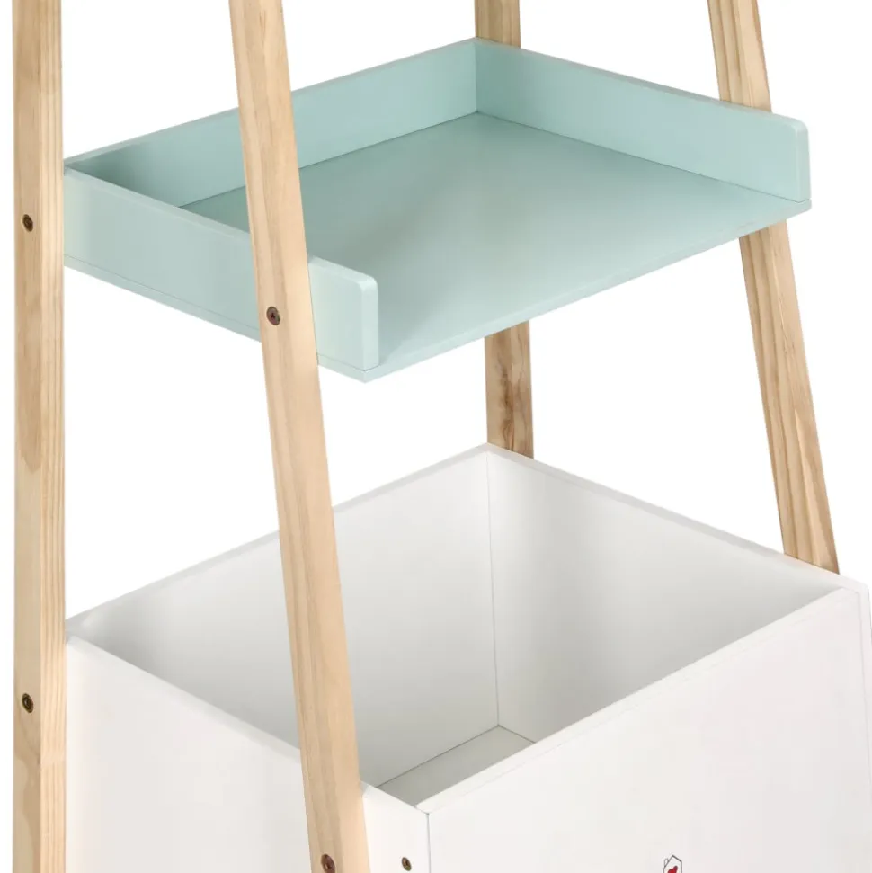 Estante de madera 3 niveles y cajón 45x140x35 cm