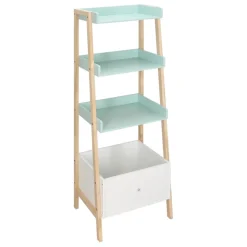 Estante de madera 3 niveles y cajón 45x140x35 cm