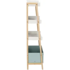 Estante de madera 3 niveles y cajón 45x140x35 cm