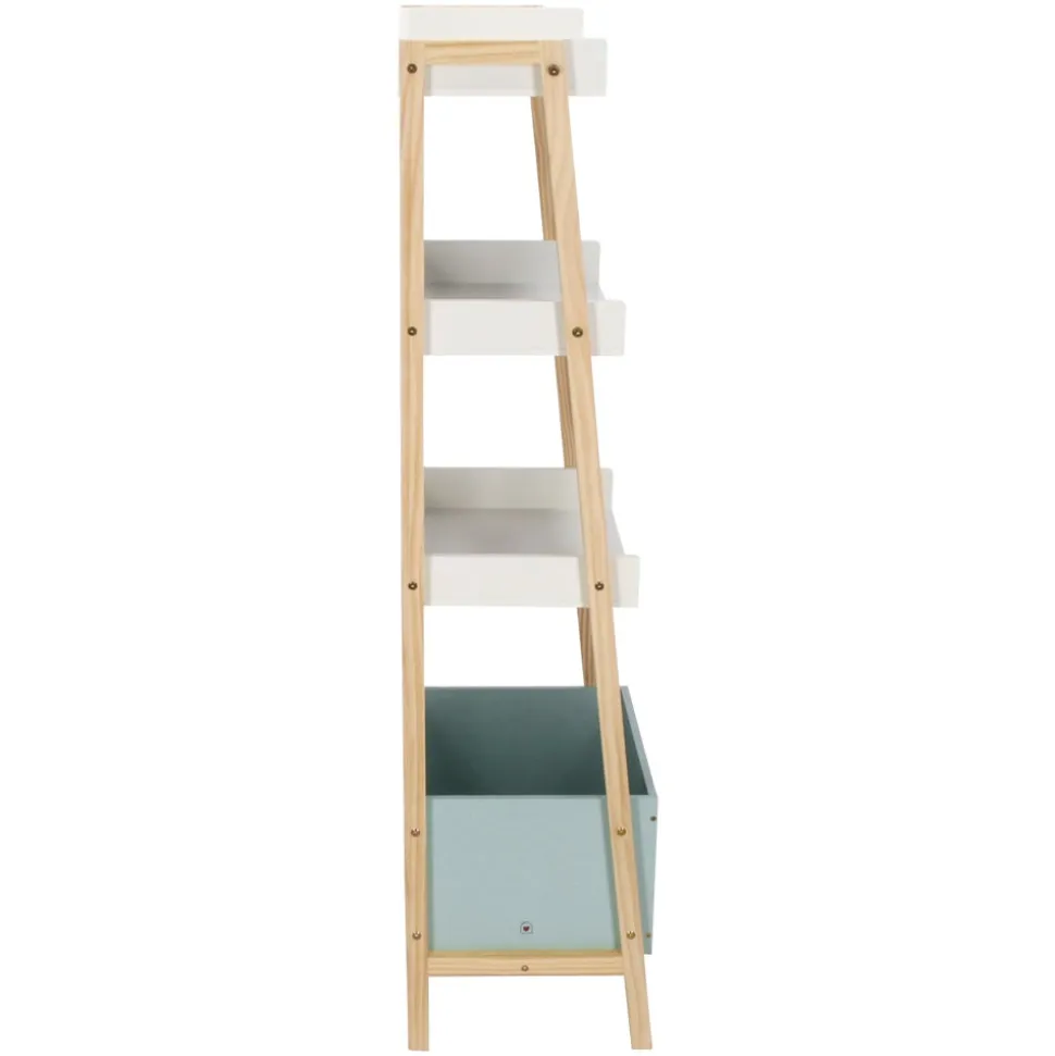 Estante de madera 3 niveles y cajón 45x140x35 cm
