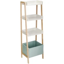 Estante de madera 3 niveles y cajón 45x140x35 cm