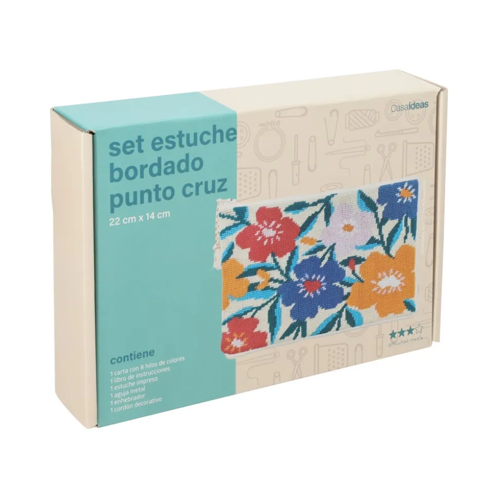 Estuche bordado punto cruz