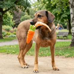Juguete de cuerda con figura de zanahoria para mascotas 46 cm