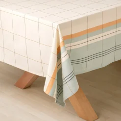 Mantel de algodón tejido con líneas