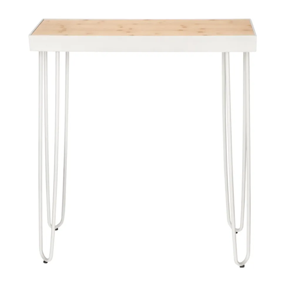 Mesa arrimo de bambú y metal 70x25x80 cm