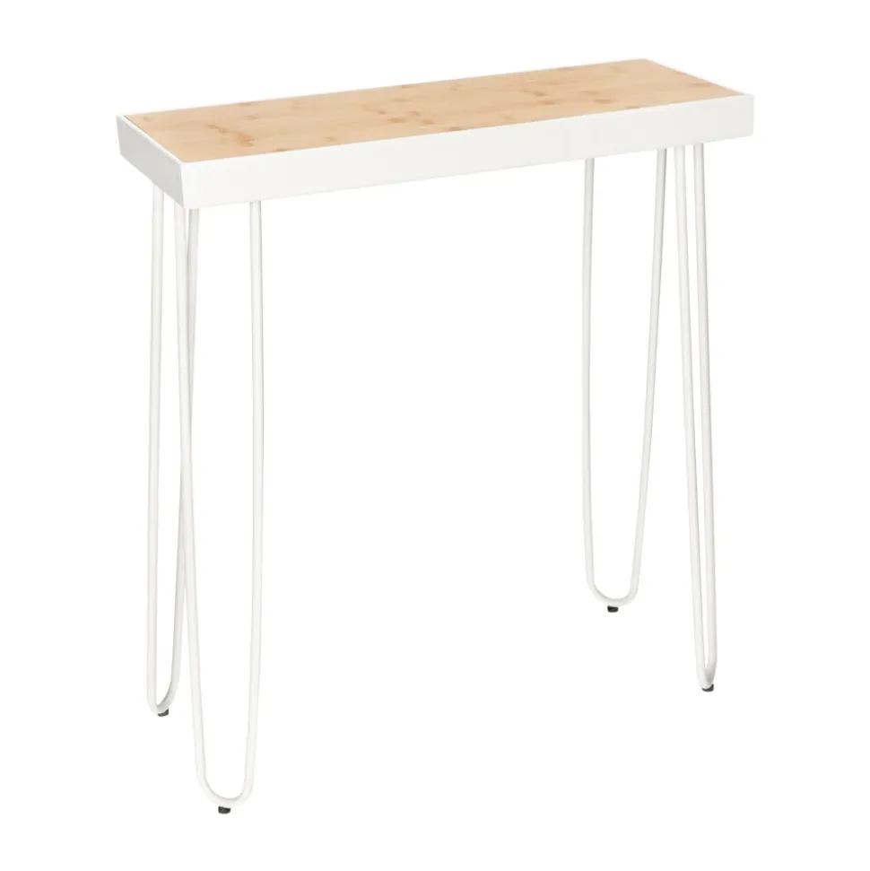 Mesa arrimo de bambú y metal 70x25x80 cm