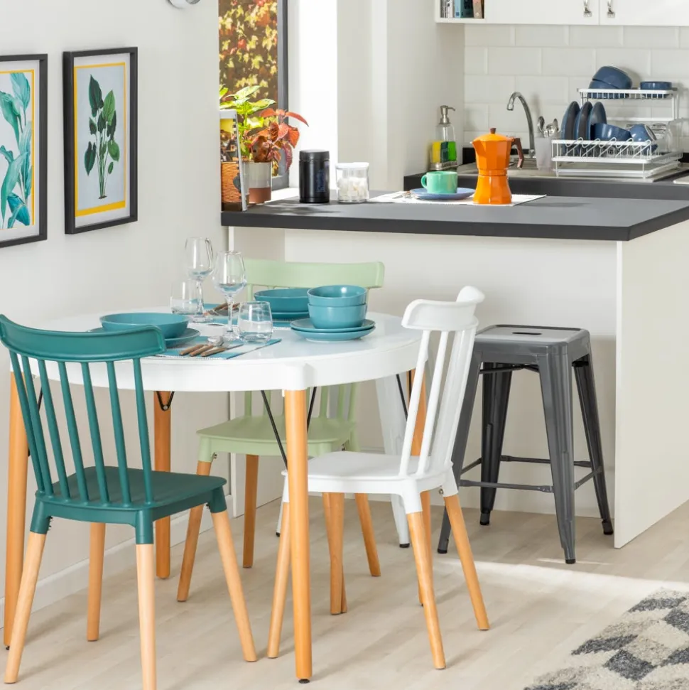 Mesa MDF, PP y Madera Comedor Ø100x75 cm