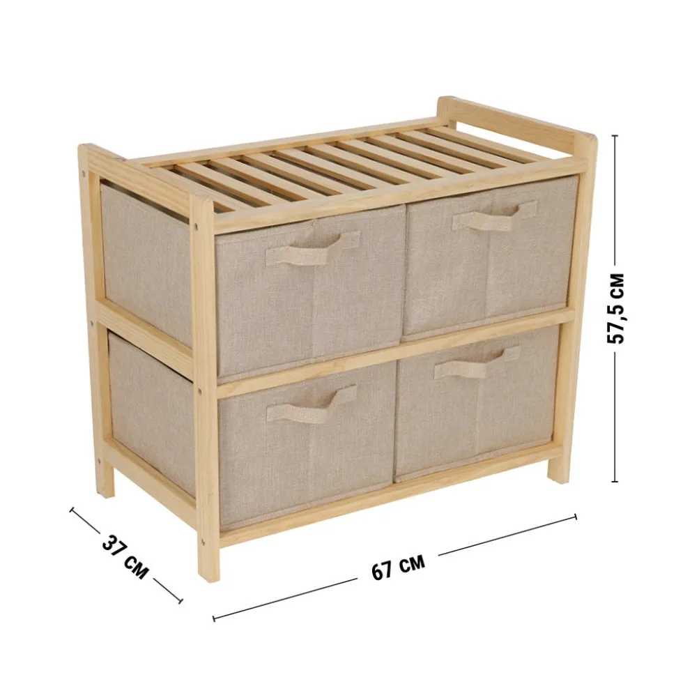 Mueble cajonera textil 2 niveles 67x57,5x37 cm