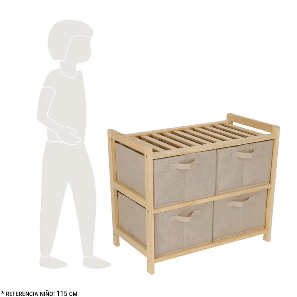 Mueble cajonera textil 2 niveles 67x57,5x37 cm