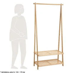 Mueble Clóset de Madera Bambú y Pino 83x40x165 cm