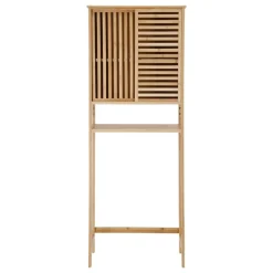 Mueble de bambú inodoro con puerta 65x29x171 cm