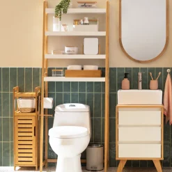Mueble de bambú inodoro 4 niveles 64x32x167,5 cm