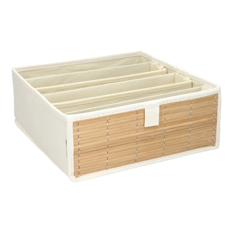 Organizador de brasier bambú y algodón 28x28x11 cm