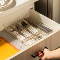 Organizador de cubiertos plástico PET con antideslizante