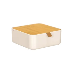 Organizador de joyas de plástico y bambú 13,5x13,5x5.3 cm
