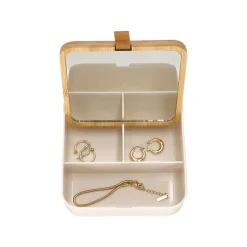 Organizador de joyas de plástico y bambú 13,5x13,5x5.3 cm