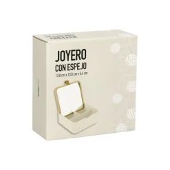 Organizador de joyas de plástico y bambú 13,5x13,5x5.3 cm