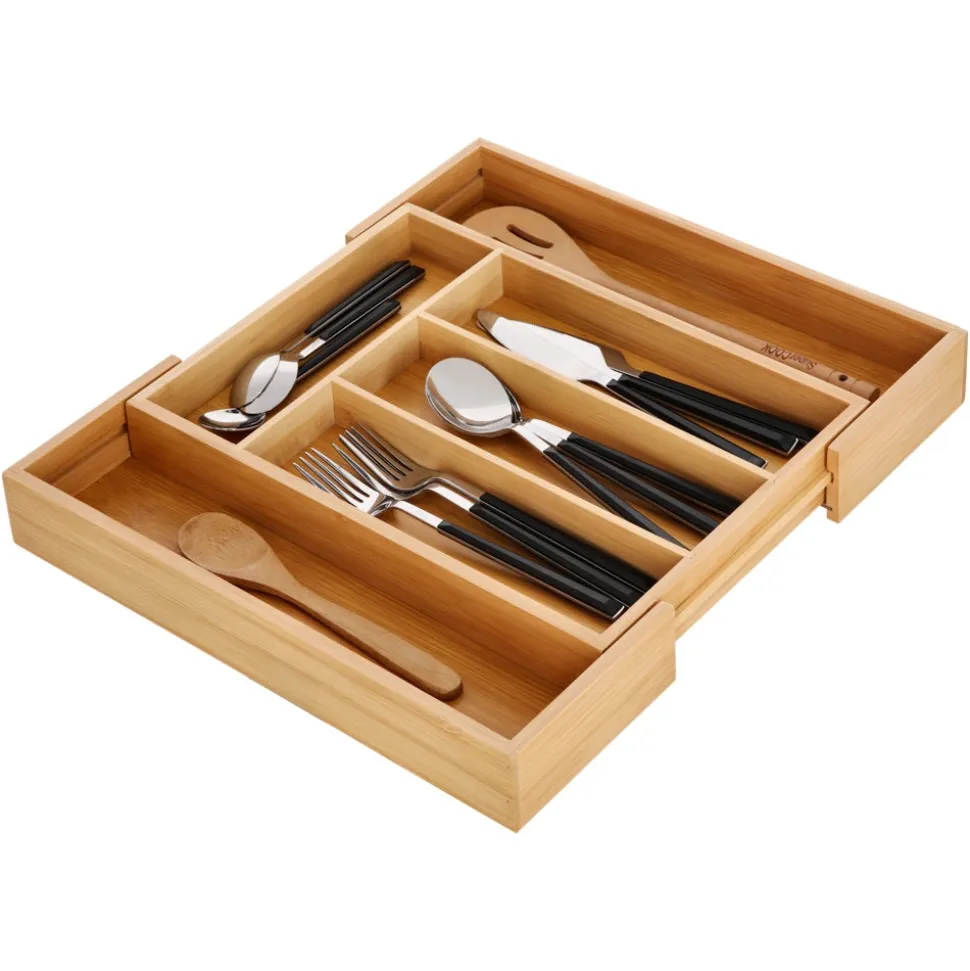 Organizador para cubiertos bambú extensible