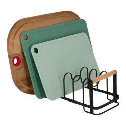 Organizador para tapas y tablas de metal y bambú