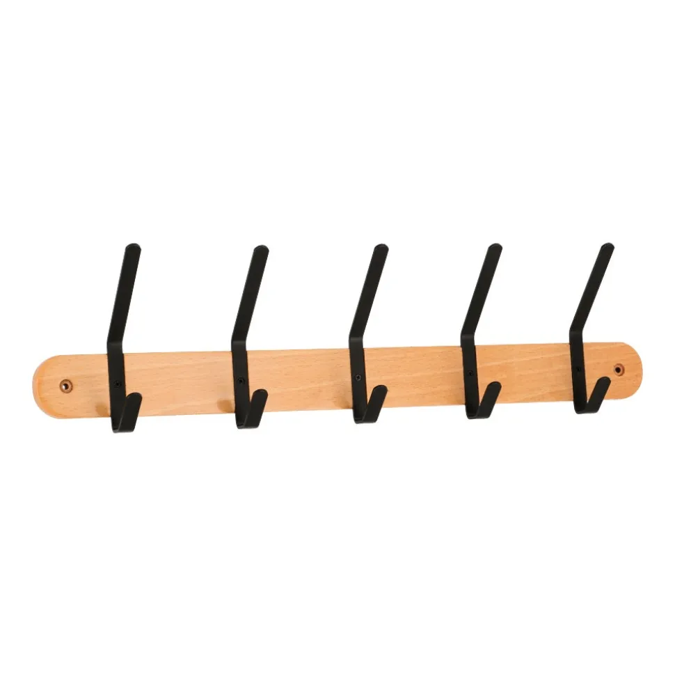 Percha de madera y metal para muro 11x43,5 cm