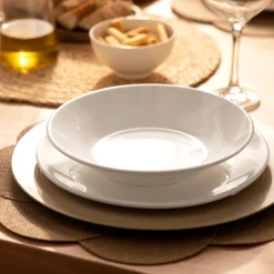 Plato de sopa blanco básico porcelana