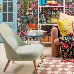 Poltrona Diseño con cojín Tela Melange Texturada