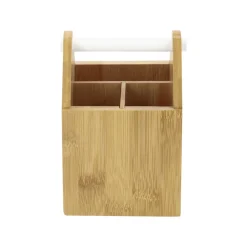 Porta lápices de madera bambú 10x10x15 cm