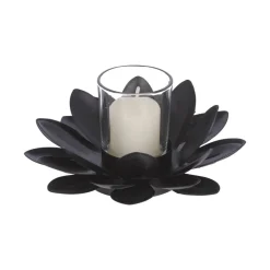 Portavela de metal con forma de flor 15,5x9 cm