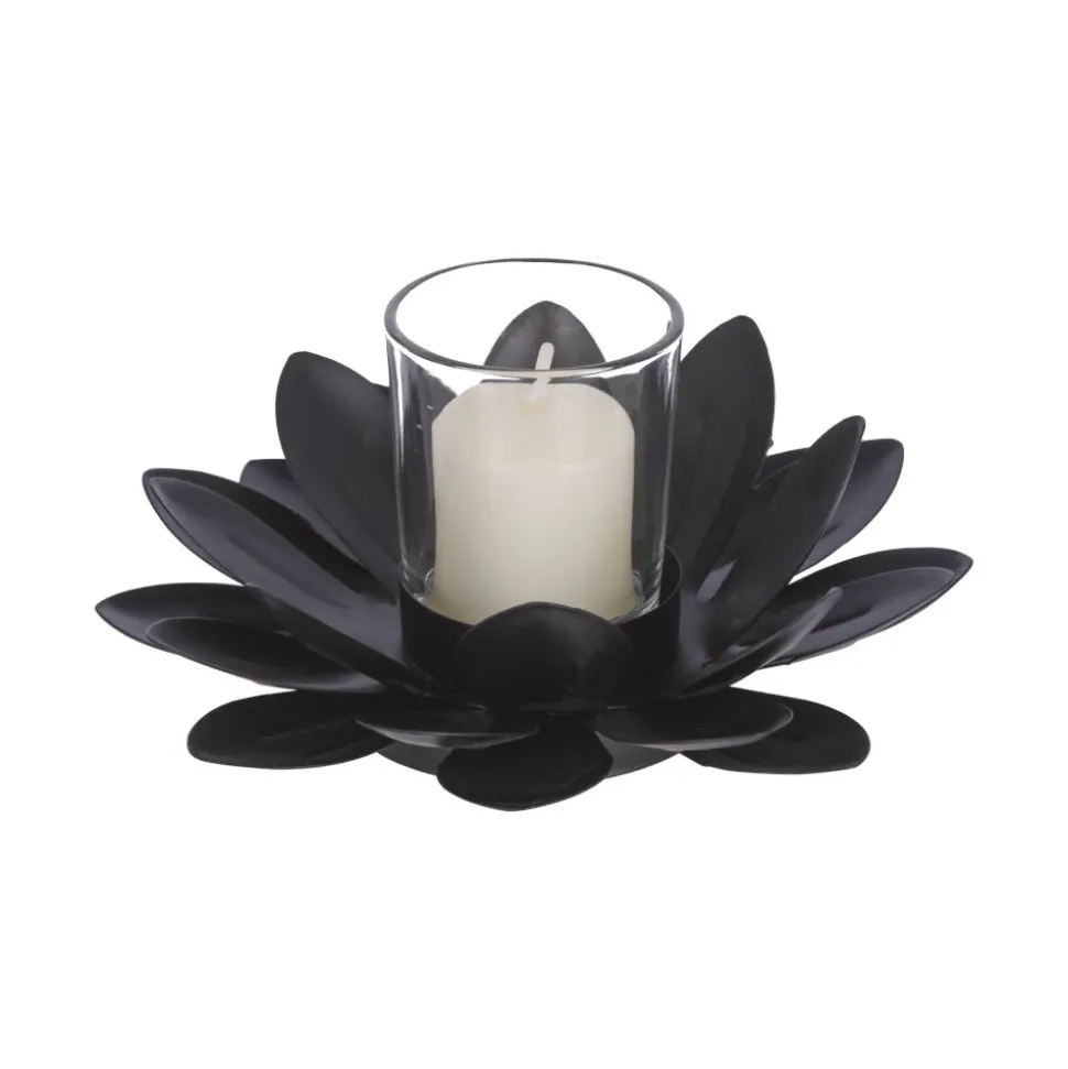 Portavela de metal con forma de flor 15,5x9 cm